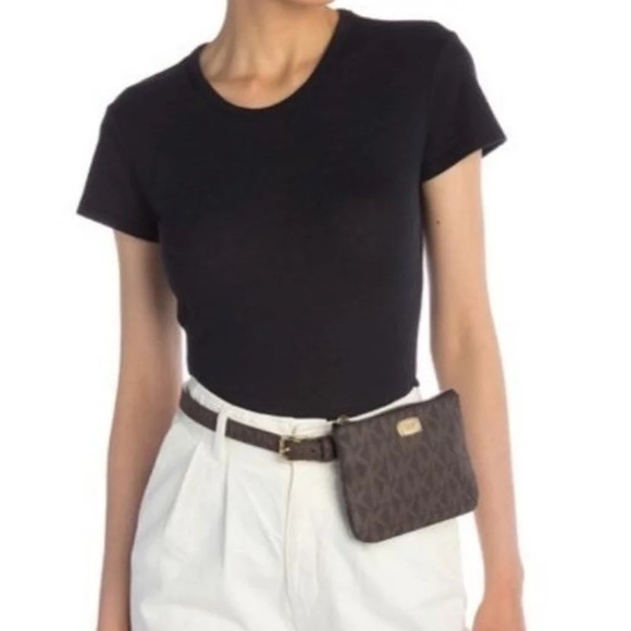 MICHAEL KORS MK LOGO BROWN FANNY PACK BELT BAG